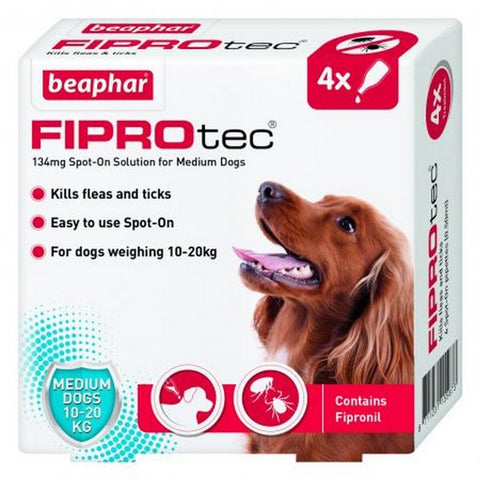Beaphar FIPROtec Spot-On Medium Dog Flea & Tick Treatment - x 4 - BBD 03/2024