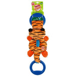 GiGwi Iron Grip Tiger Plush Tug Toy with TPR Handle