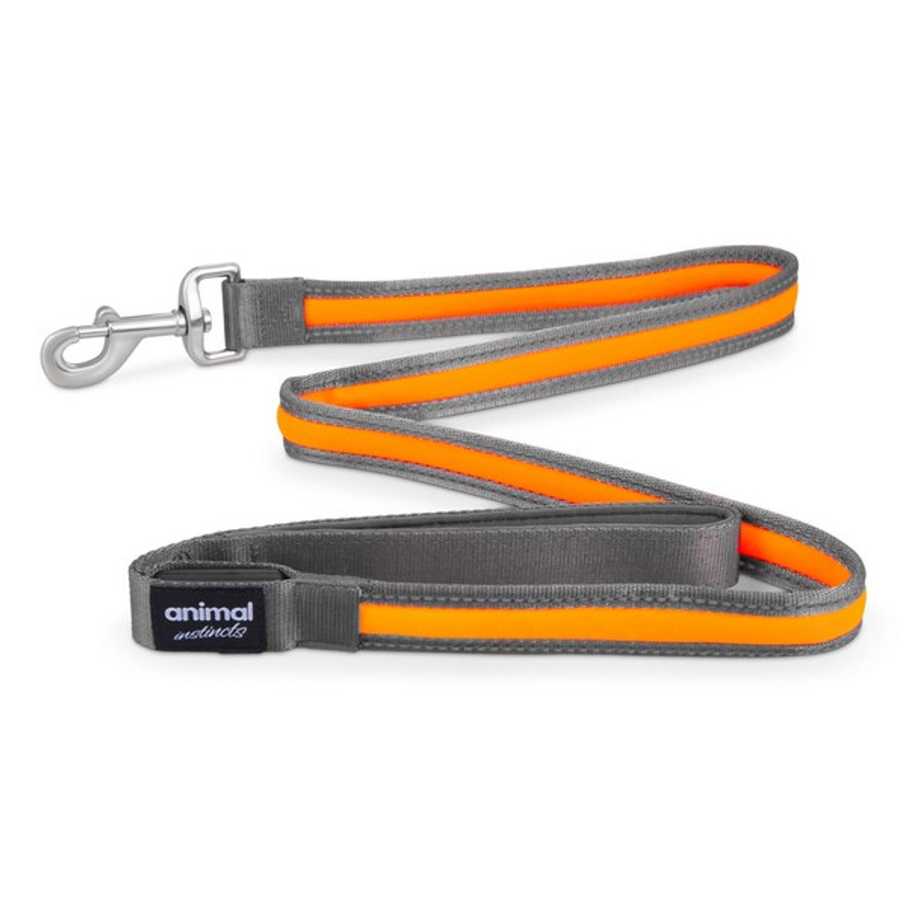 Animal Instincts Flashing Safety USB Nylon Leash Grey/Orange 1.2M
