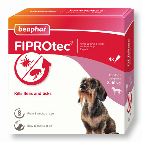 Beaphar FIPROtec® Spot-On Flea and Tick treatment for Small Dogs (2-10kg) - 4 pipettes