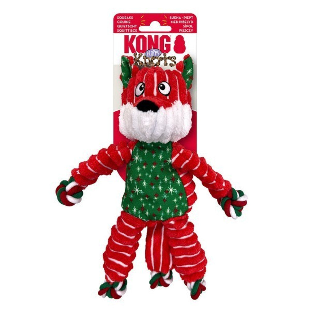 KONG Holiday Floppy Knots Fox Dog Toy - Small/Medium