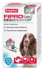 Beaphar FIPROtec Combo - Flea, Tick & Biting Lice Treatment for Medium Dogs x3