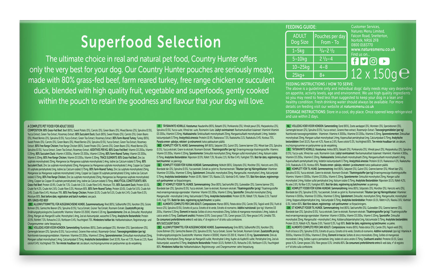 Natures Menu Dog - Country Hunter Superfood Pouch Multipack 12x150g