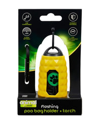 Animal Instincts Flashing Safety Poop Bag Holder & Torch Yellow
