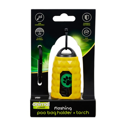 Animal Instincts Flashing Safety Poop Bag Holder & Torch Yellow