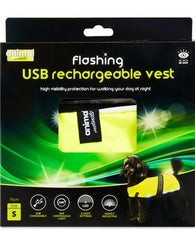 Animal Instincts Flashing Safety USB Flash Reflective Vest Yellow