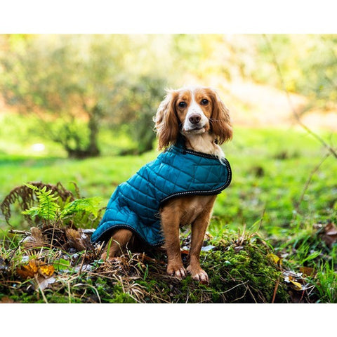 Henry Wag Teal Quilted Dog Jacket Medium 45cm