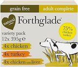 Forthglade Complete Meal Wet Dog Food - Turkey, Chicken & Chicken With Liver Wet Dog Food - Variety Pack (12 Pack)