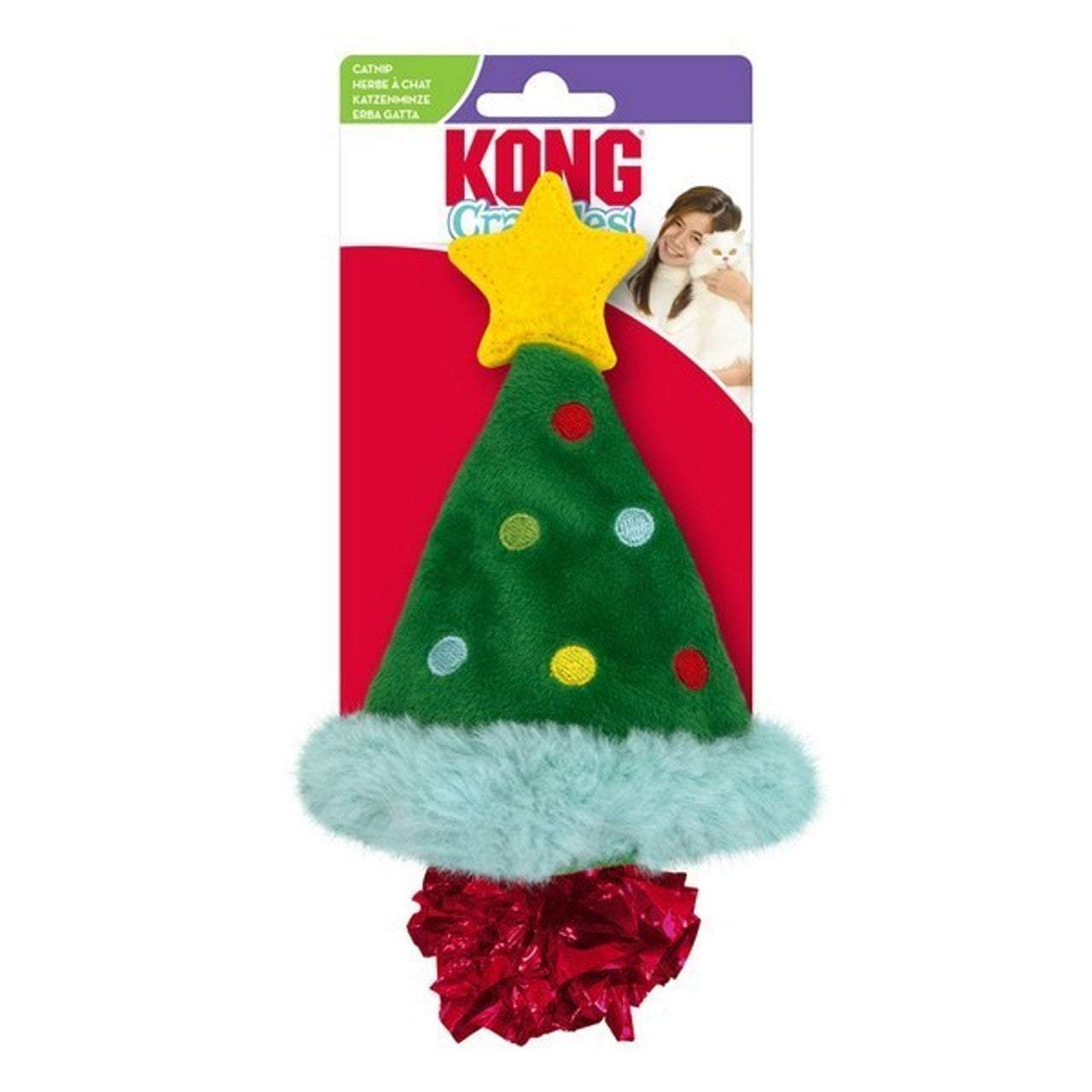 KONG Holiday Crackles Christmas Tree cat toy