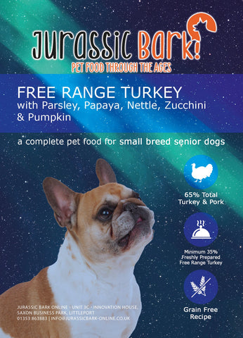 Jurassic Bark Superfood 65 - Small Breed Free Range Turkey for Senior Dogs - BBD 02/2024