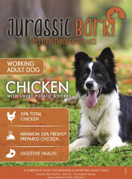Jurassic Bark GF Chicken and Sweet Potato Working Dog 15kg