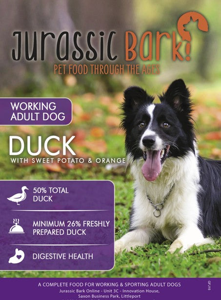 Jurassic Bark GF Adult Duck and Orange Working Dog 15kg