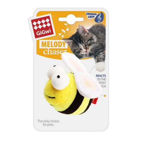GiGwi Bee Motion Activated Bee Sound Cat Toy Yellow