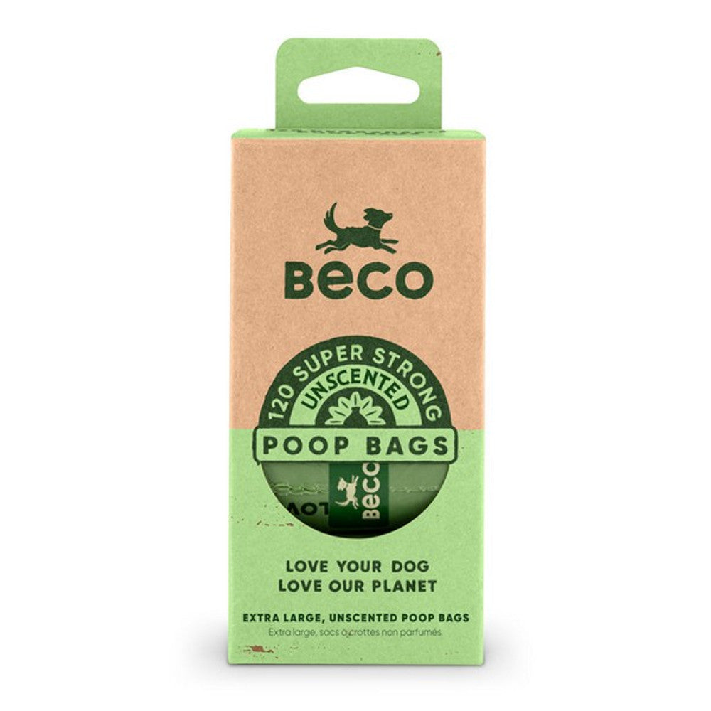 Beco Poop Bags Unscented 120 Pack Big Strong and Leakproof