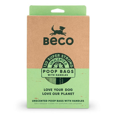 Beco Poop Bags with Handles Unscented 120 Big Strong and Leakproof