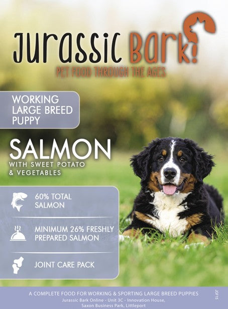 Jurassic Bark GF Puppy Large Breed Salmon with Sweet Potato Working Dog 15kg