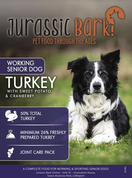 Jurassic Bark GF Adult  Light Turkey Sweet Potato & Cranberry Working Dog 15kg