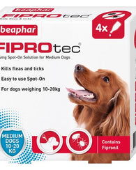 Beaphar FIPROtec - Flea & Tick Treatment for Medium Dogs x4
