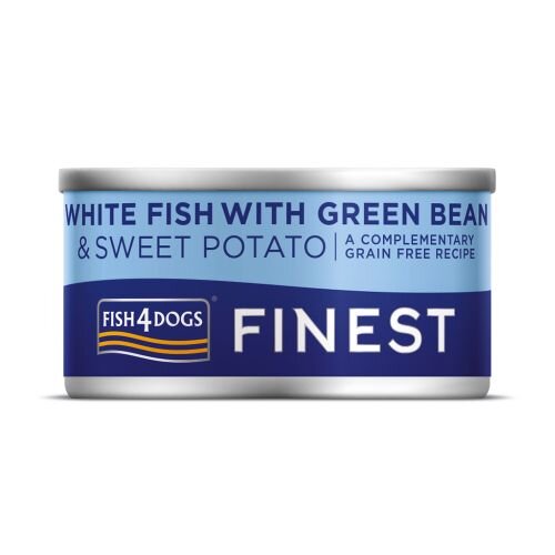 Fish4Dogs Finest White Fish with Sweet Potato & Green Beans Can 85g BBD 3/25