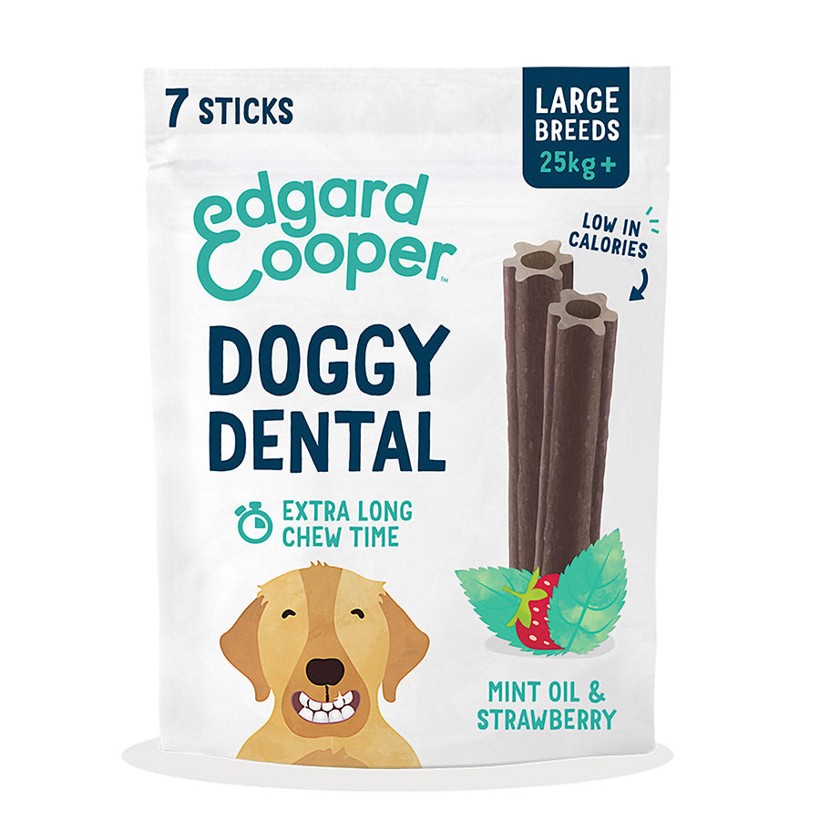Edgard and Cooper Doggy Dental Sticks - Strawberry  & Mint Oil 240g 7 Pack