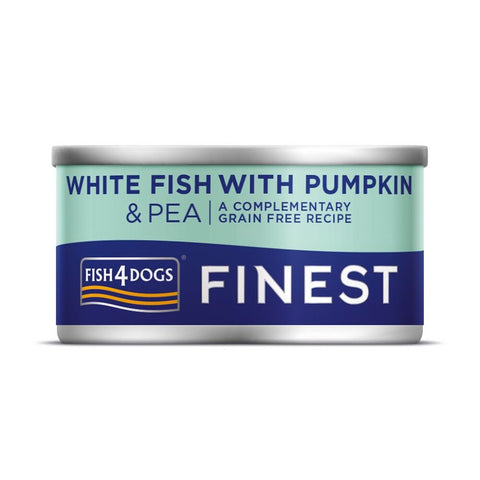 Fish4Dogs Finest White Fish with Pumpkin & Pea Can 85g