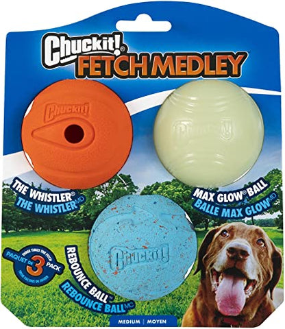 Chuckit! Fetch Medley Assorted Medium x 3 (1 glow in the dark)