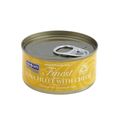 Fish4Cats Finest Tuna Fillet with Cheese Pack of 6 Cat Food Wet- Jurassic Bark Pet Store Littleport Ely Cambridge