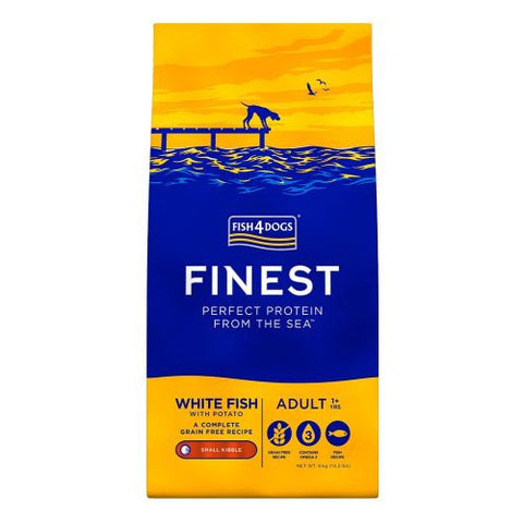 Fish 4 Dogs Finest Adult Ocean White Fish Small Kibble Dog Food Dry- Jurassic Bark Pet Store Littleport Ely Cambridge