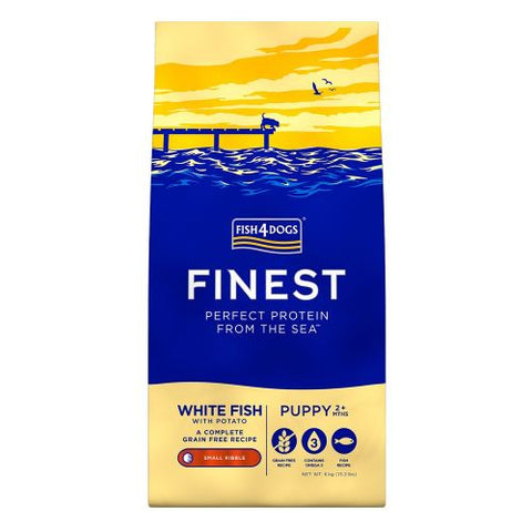 Fish 4 Dogs Finest Puppy Ocean White Fish Small Kibble Dog Food Dry- Jurassic Bark Pet Store Littleport Ely Cambridge