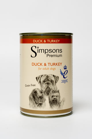 Simpsons Duck & Turkey Casserole with Organic Vegetables Dog 6 x 400g