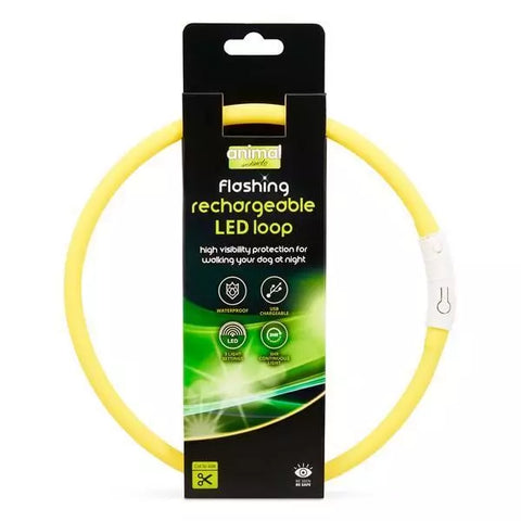 Animal Instincts Flashing Safety Rechargeable LED Loop Large Yellow 65cm