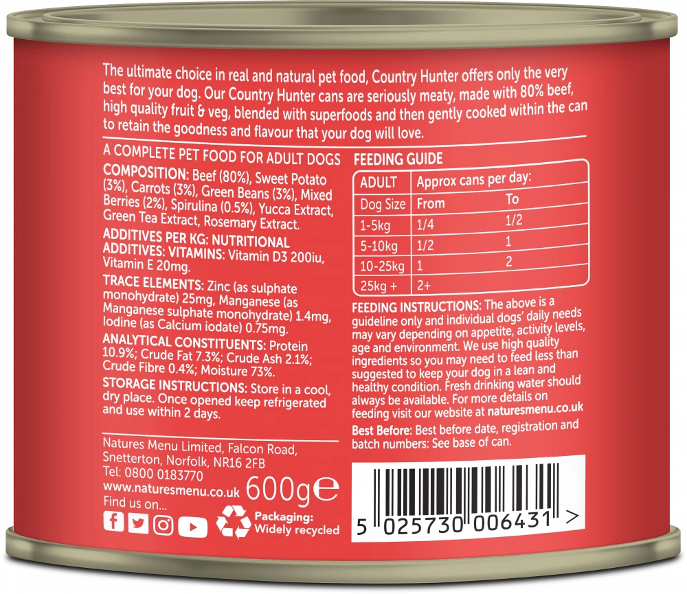 Natures Menu Country Hunter Beef With Superfoods 600g
