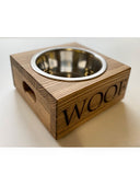 Personalised Single Wooden Dog Bowl Feeder