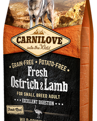 Carnilove Fresh Ostrich & Lamb Small Breed Adult Dog- Jurassic Bark Pet Store Littleport Ely Cambridge