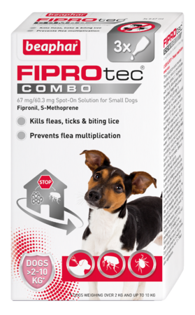 Beaphar FIPROtec combo - Flea, Tick & Biting Lice Treatment for Small Dogs x3