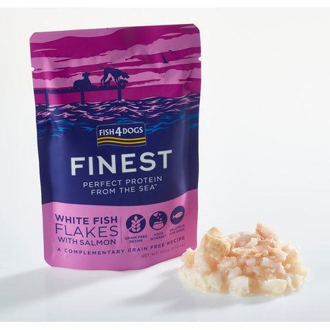 Fish4Dogs Finest White Fish Flakes With Salmon 100g