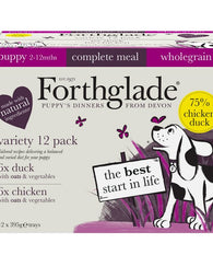 Forthglade Wholegrain Chicken & Duck with Oats Complete Puppy Wet Dog Food Variety Pack 12x395g