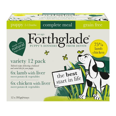 Forthglade Grain Free Lamb & Chicken Complete Puppy Wet Dog Food Variety Pack 12x395
