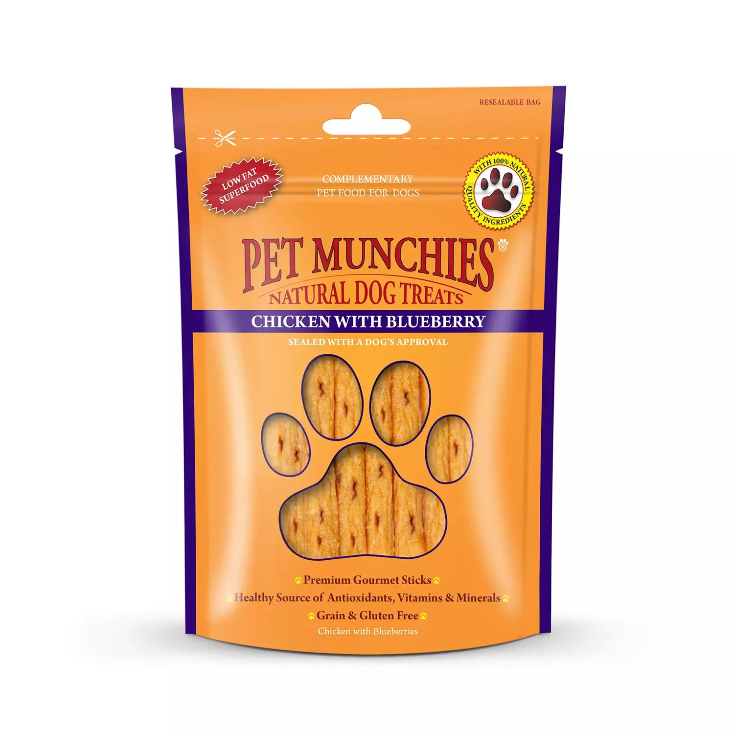 Pet Munchies Dog Treats Chicken with Blueberry Sticks 80g BBD 2/25