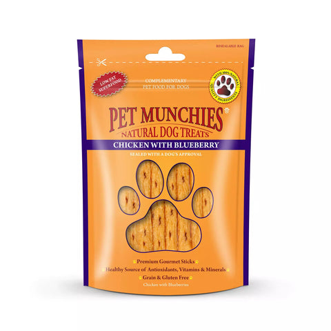 Pet Munchies Dog Treats Chicken with Blueberry Sticks 80g