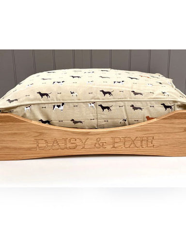 Solid Oak Personalised Dog Bed