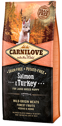 Carnilove Salmon & Turkey Large Breed Puppy Dog- Jurassic Bark Pet Store Littleport Ely Cambridge