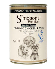 Simpsons Certified Organic Chicken & Pork for Puppies 6 x 400g