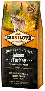Carnilove Salmon & Turkey Large Breed Adult Dog- Jurassic Bark Pet Store Littleport Ely Cambridge