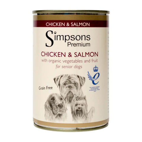 Simpsons Chicken & Salmon with Organic Vegetables Senior Dog 6 x 400g