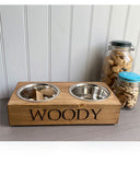 Personalised Wooden Dog Bowl Feeder