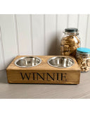Personalised Wooden Dog Bowl Feeder