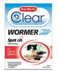 Bob Martin Clear Spot On Solution Wormer For Cats & Kittens - 4 Tubes