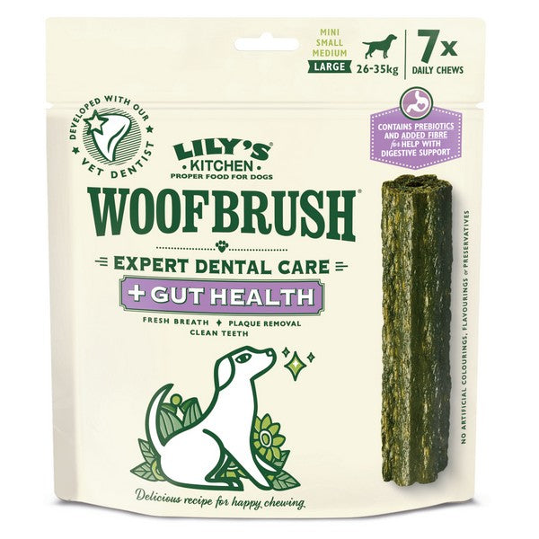 Lilys Kitchen Gut Health Woofbrush Natural Dental chews 7 Pack MED BBD 11/24