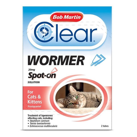 Bob Martin Clear Spot On Solution Wormer For Cats & Kittens - 2 Tubes
